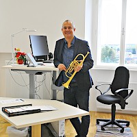 Büro Musikschulleiter Christian Sauer und Unterricht Trompete